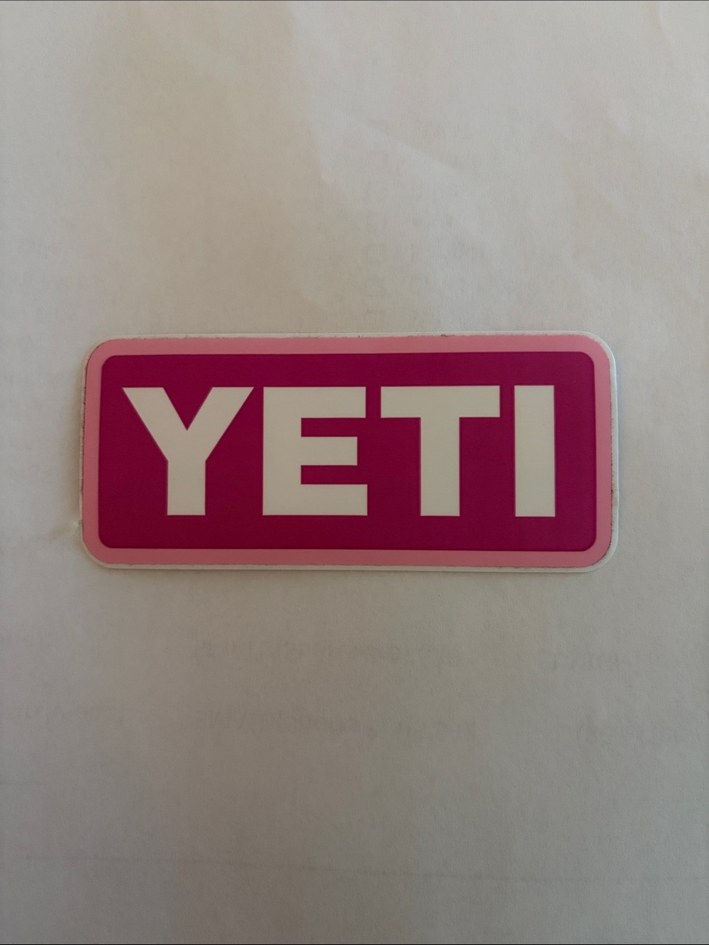 Yeti Pink Rectangle Logo Sticker - White Lettering - RARE